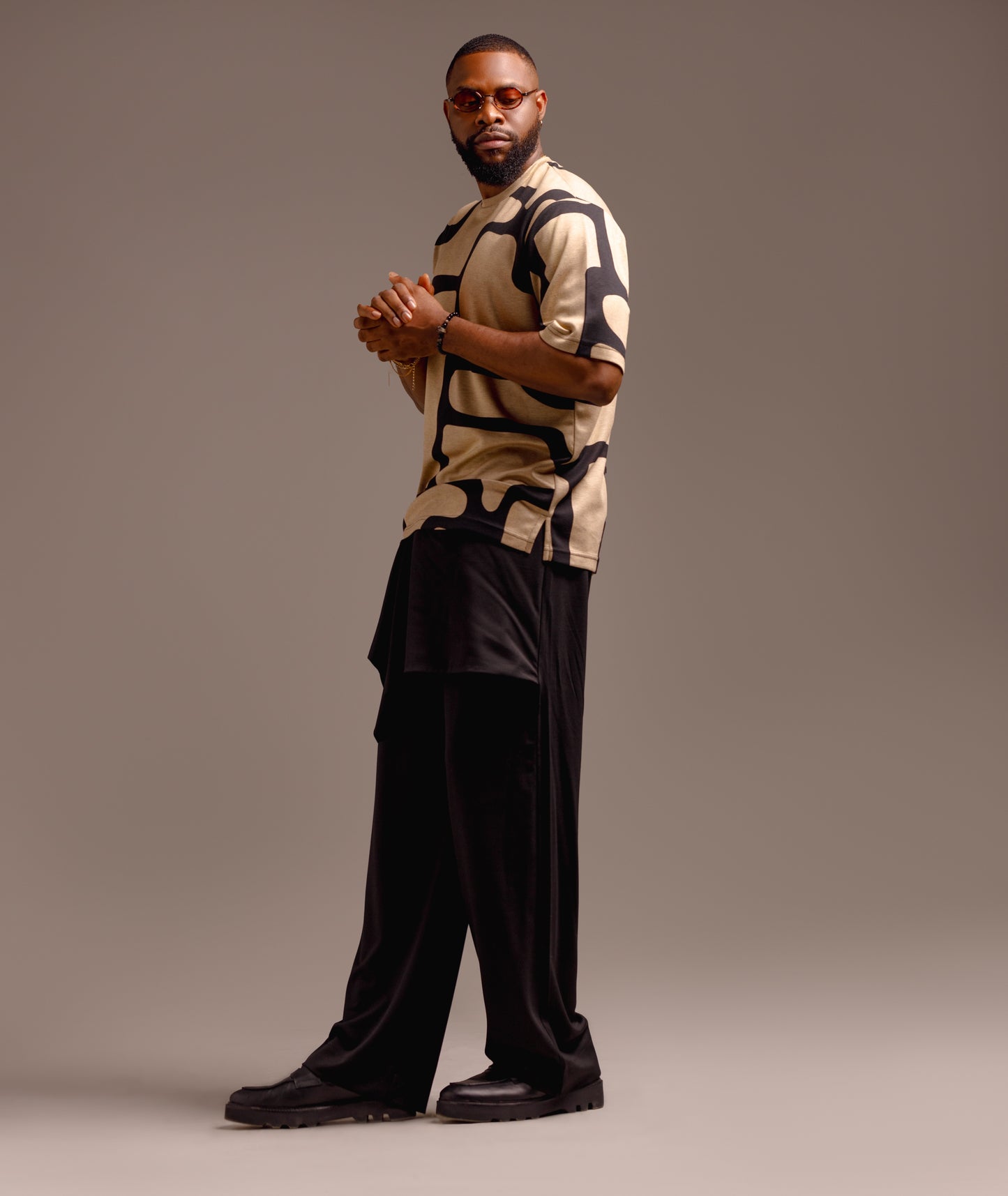 Curban gold pith loose fit top and bini pant menswear set