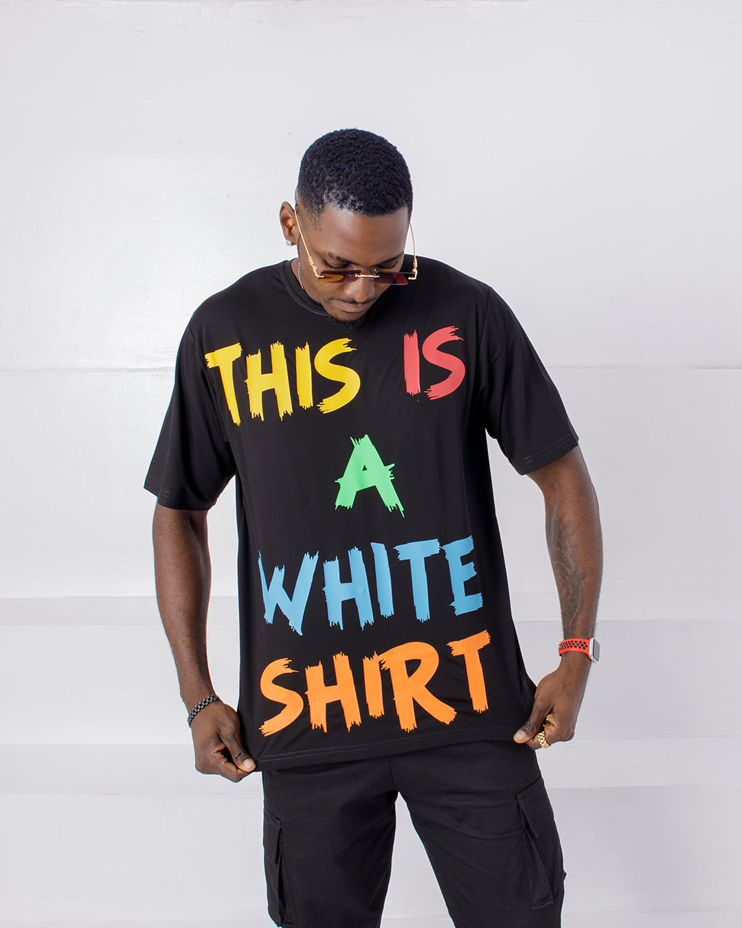 CURBAN THIS IS A WHITE SHIRT Slogan Oversized Male T-Shirt