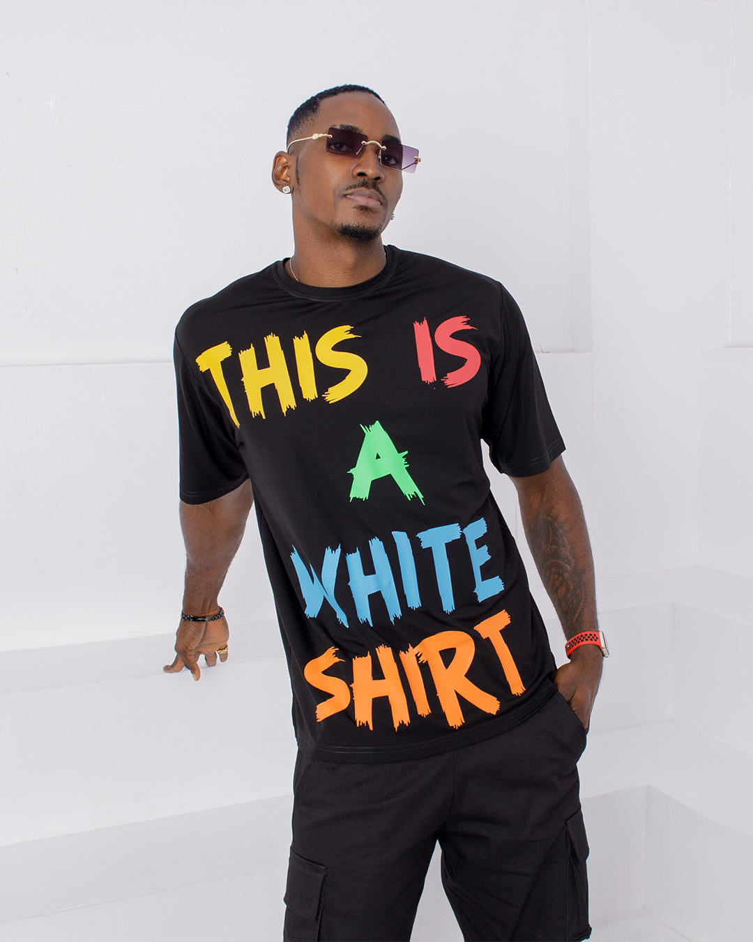 CURBAN THIS IS A WHITE SHIRT Slogan Oversized Male T-Shirt
